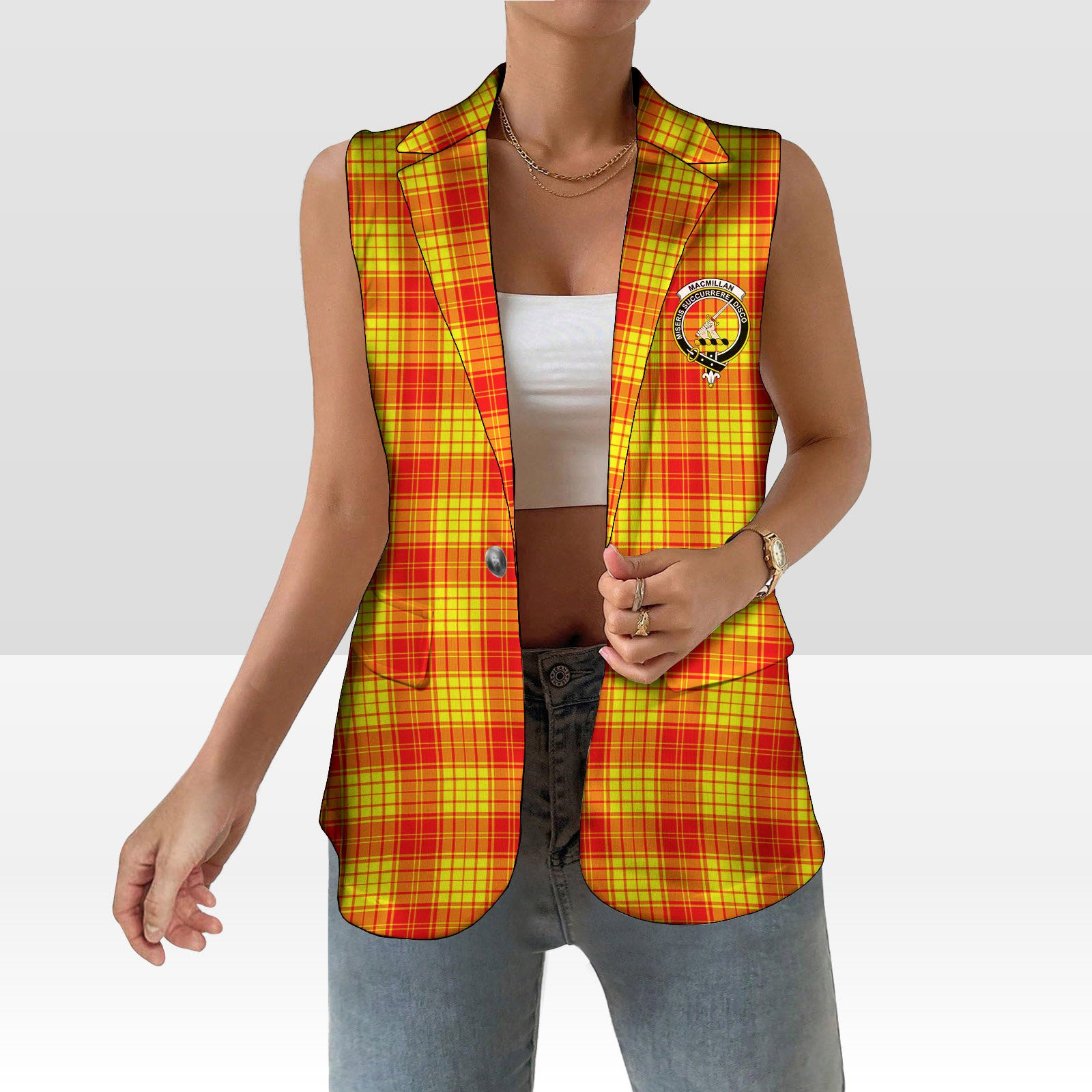ScotsTee Shop Scottish MacMillan Women's Tartan Sleeveless Blazer Suit Vest