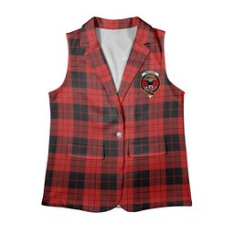 ScotsTee Shop Scottish MacLeod Black and Red Modern Women's Tartan Sleeveless Blazer Suit Vest