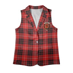 ScotsTee Shop Scottish Monroe Black and Red Modern Women's Tartan Sleeveless Blazer Suit Vest