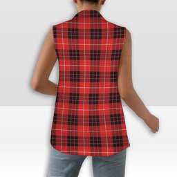 ScotsTee Shop Scottish Monroe Black and Red Modern Women's Tartan Sleeveless Blazer Suit Vest