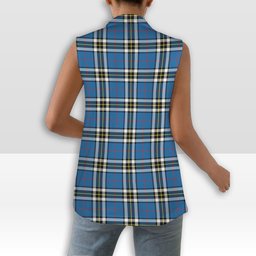 ScotsTee Shop Scottish MacThomas Blue Modern Women's Tartan Sleeveless Blazer Suit Vest