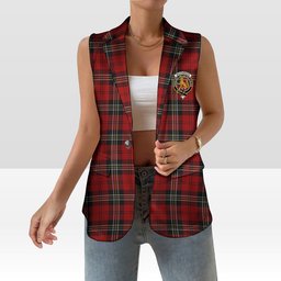 ScotsTee Shop Scottish MacPherson Red Cluny Women's Tartan Sleeveless Blazer Suit Vest