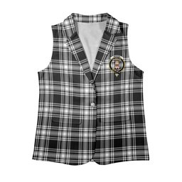 ScotsTee Shop Scottish Menzies Black & White Modern Women's Tartan Sleeveless Blazer Suit Vest