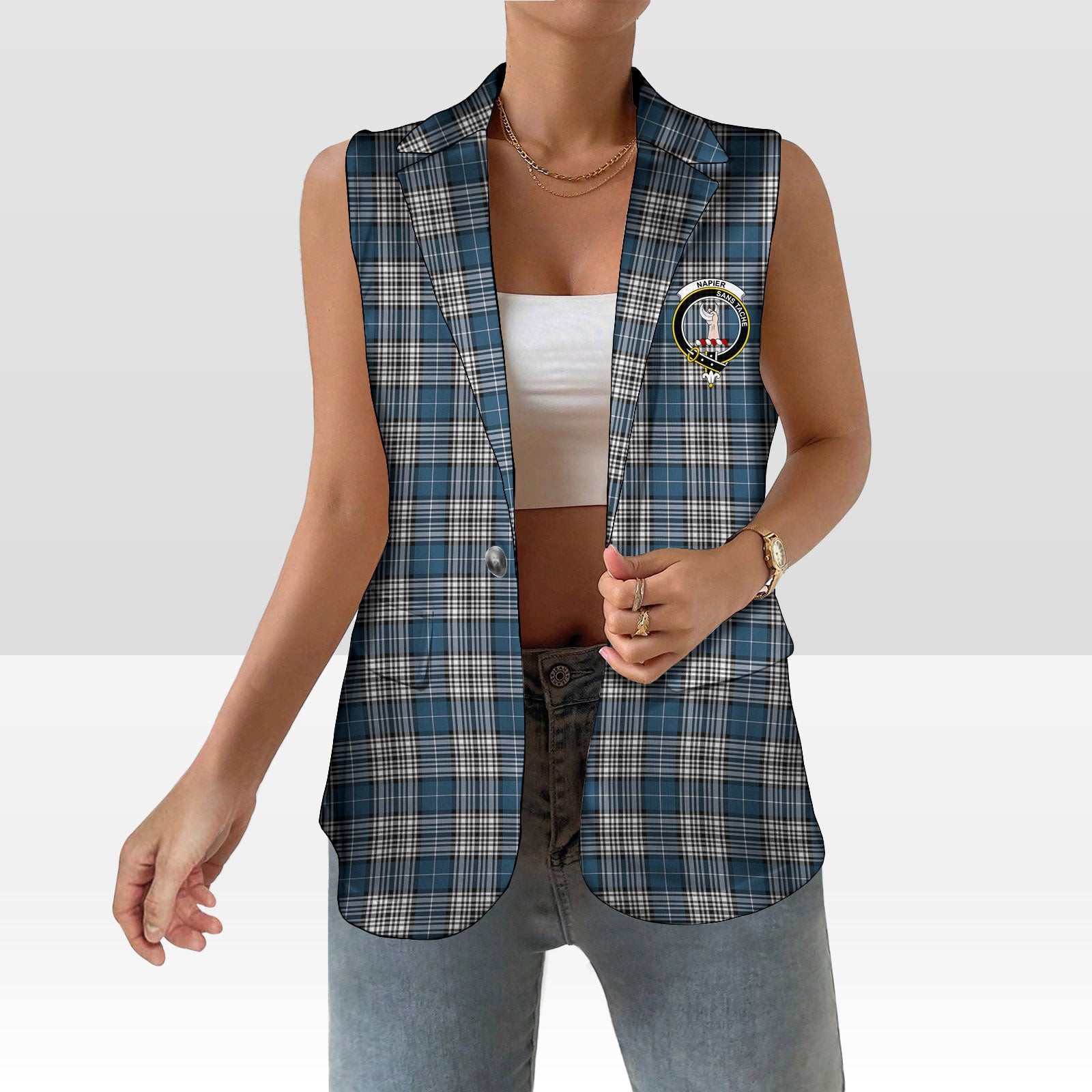 ScotsTee Shop Scottish Napier Modern Women's Tartan Sleeveless Blazer Suit Vest