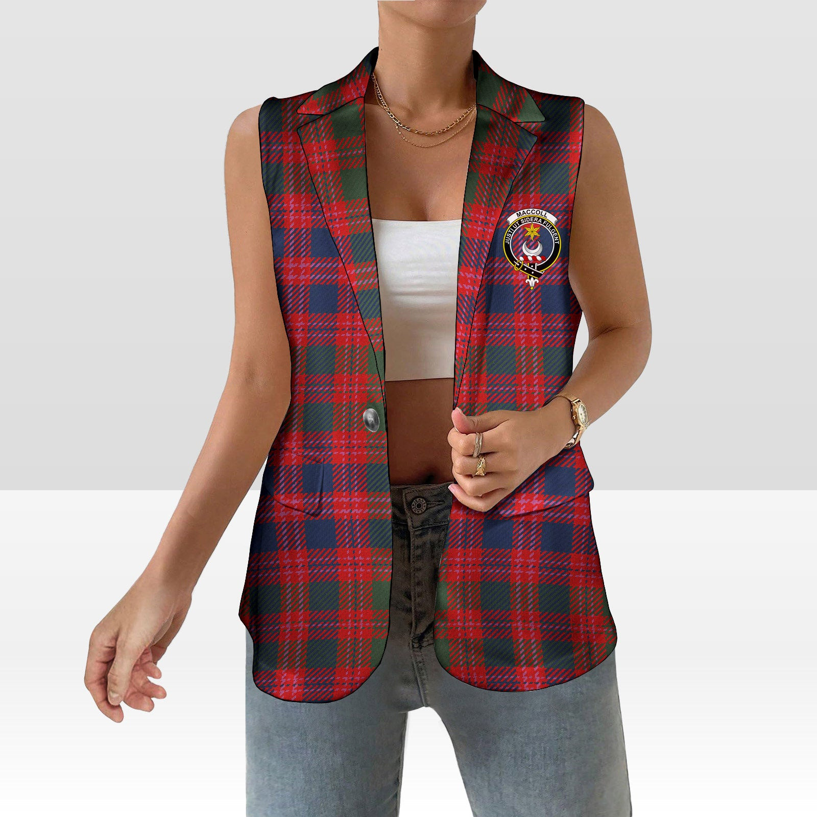 ScotsTee Shop Scottish MacColl Old Modern Women's Tartan Sleeveless Blazer Suit Vest