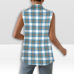 ScotsTee Shop Scottish Stewart Muted Blue Women's Tartan Sleeveless Blazer Suit Vest