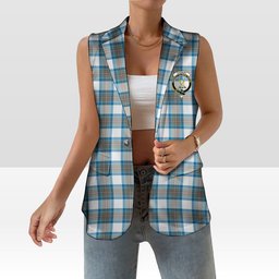 ScotsTee Shop Scottish Stewart Muted Blue Women's Tartan Sleeveless Blazer Suit Vest