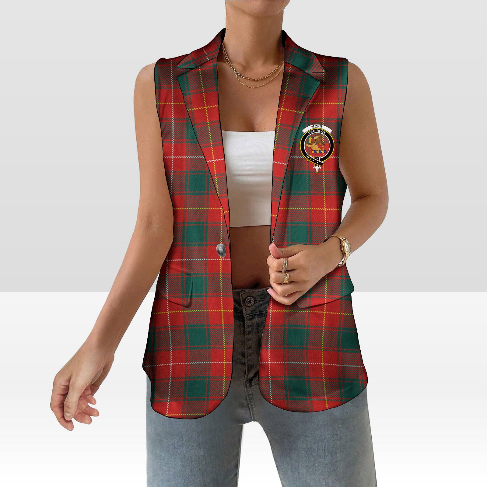 ScotsTee Shop Scottish McFie Modern Women's Tartan Sleeveless Blazer Suit Vest