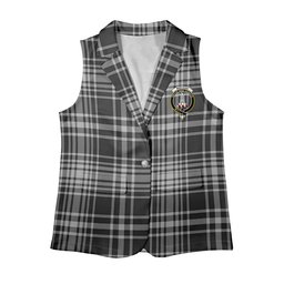 ScotsTee Shop Scottish MacLean Black and White Women's Tartan Sleeveless Blazer Suit Vest