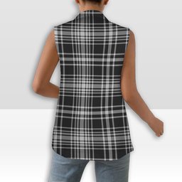 ScotsTee Shop Scottish MacLean Black and White Women's Tartan Sleeveless Blazer Suit Vest