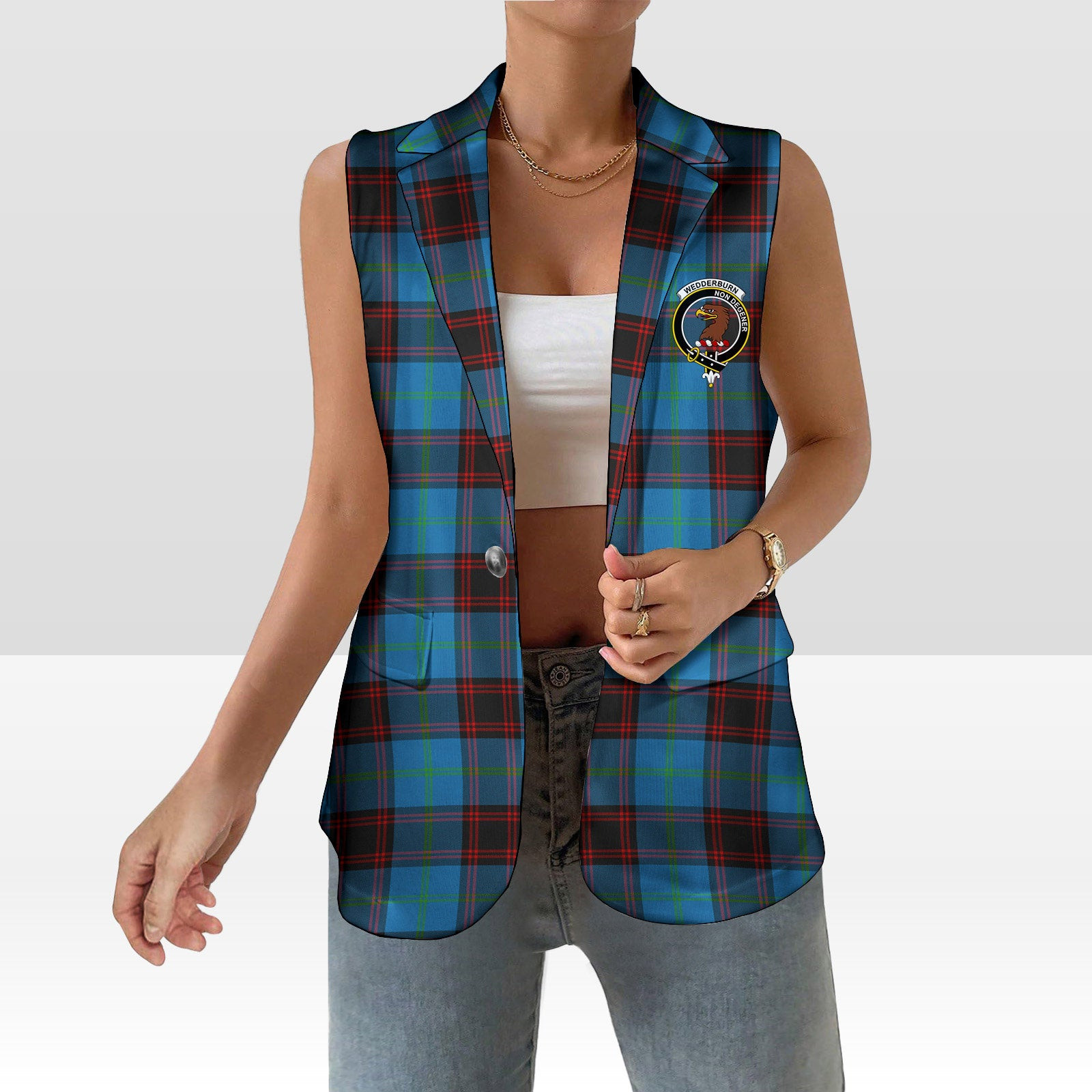 ScotsTee Shop Scottish Wedderburn Ancient Women's Tartan Sleeveless Blazer Suit Vest