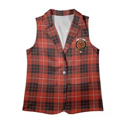 ScotsTee Shop Scottish Munro Black and Red Ancient Women's Tartan Sleeveless Blazer Suit Vest
