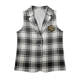 ScotsTee Shop Scottish MacFie Black & White Ancient Women's Tartan Sleeveless Blazer Suit Vest
