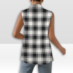 ScotsTee Shop Scottish MacFie Black & White Ancient Women's Tartan Sleeveless Blazer Suit Vest
