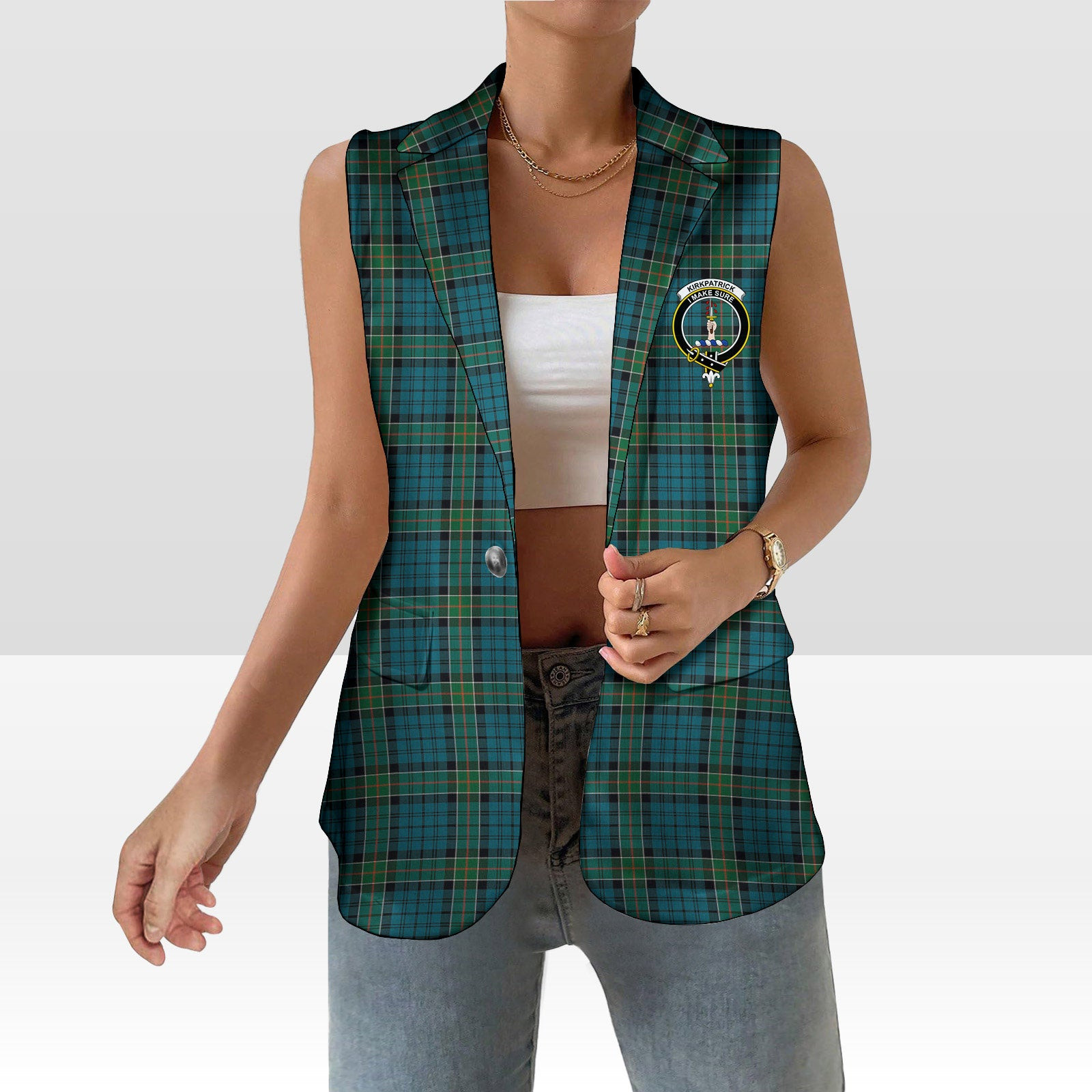 ScotsTee Shop Scottish Kirkpatrick Women's Tartan Sleeveless Blazer Suit Vest