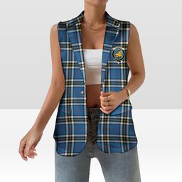 ScotsTee Shop Scottish Thompson Dress Blue Modern Women's Tartan Sleeveless Blazer Suit Vest