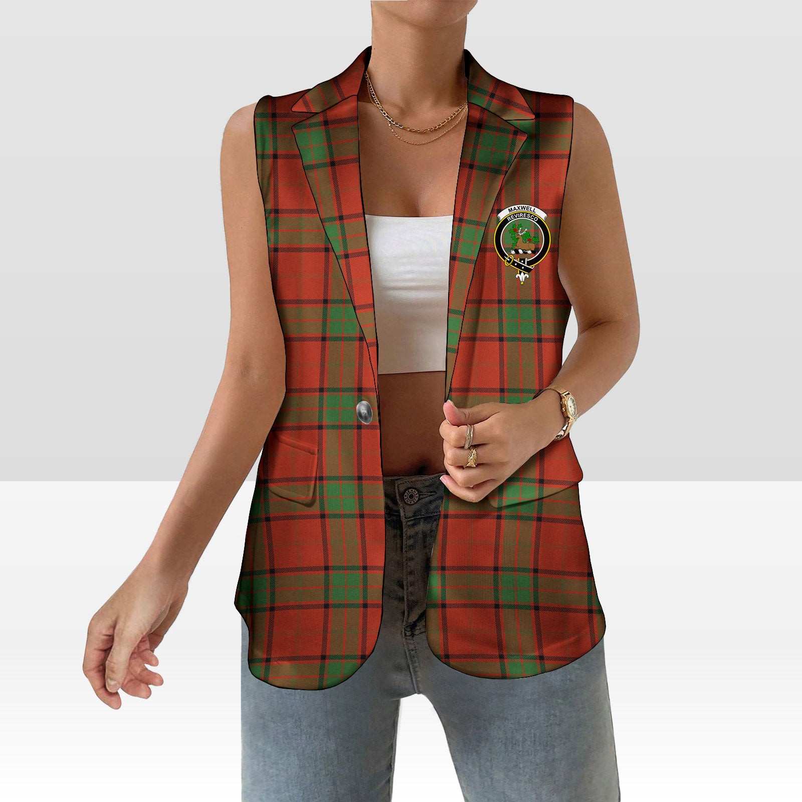 ScotsTee Shop Scottish Maxwell Ancient Women's Tartan Sleeveless Blazer Suit Vest