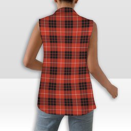 ScotsTee Shop Scottish Monroe Black and Red Ancient Women's Tartan Sleeveless Blazer Suit Vest