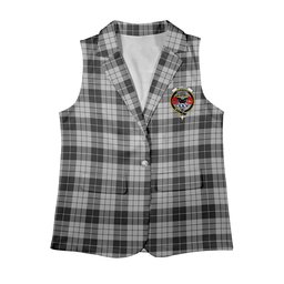ScotsTee Shop Scottish McLeod Black and White Women's Tartan Sleeveless Blazer Suit Vest