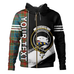 ScotsTee Shop Scottish Beaton Ancient Clan Crest Tartan Hoodie Quarter Personalized