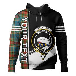 ScotsTee Shop Scottish Beaton Ancient Clan Crest Tartan Hoodie Quarter Personalized