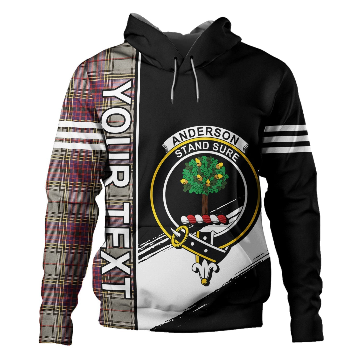 ScotsTee Shop Scottish Anderson Ross Weathered Clan Crest Tartan Hoodie Quarter Personalized