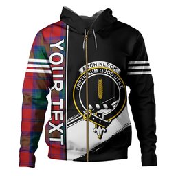 ScotsTee Shop Scottish Auchinleck Clan Crest Tartan Hoodie Quarter Personalized