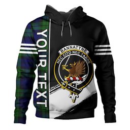 ScotsTee Shop Scottish Bannatyne Clan Crest Tartan Hoodie Quarter Personalized