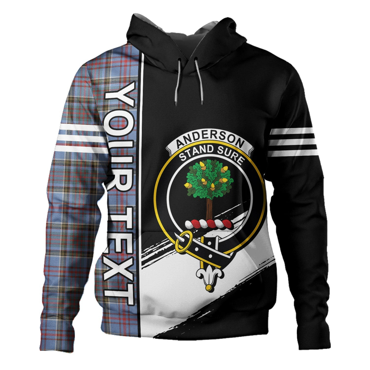 ScotsTee Shop Scottish Anderson Old Weathered Clan Crest Tartan Hoodie Quarter Personalized
