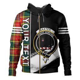 ScotsTee Shop Scottish Baxter of Balgavies Modern Clan Crest Tartan Hoodie Quarter Personalized