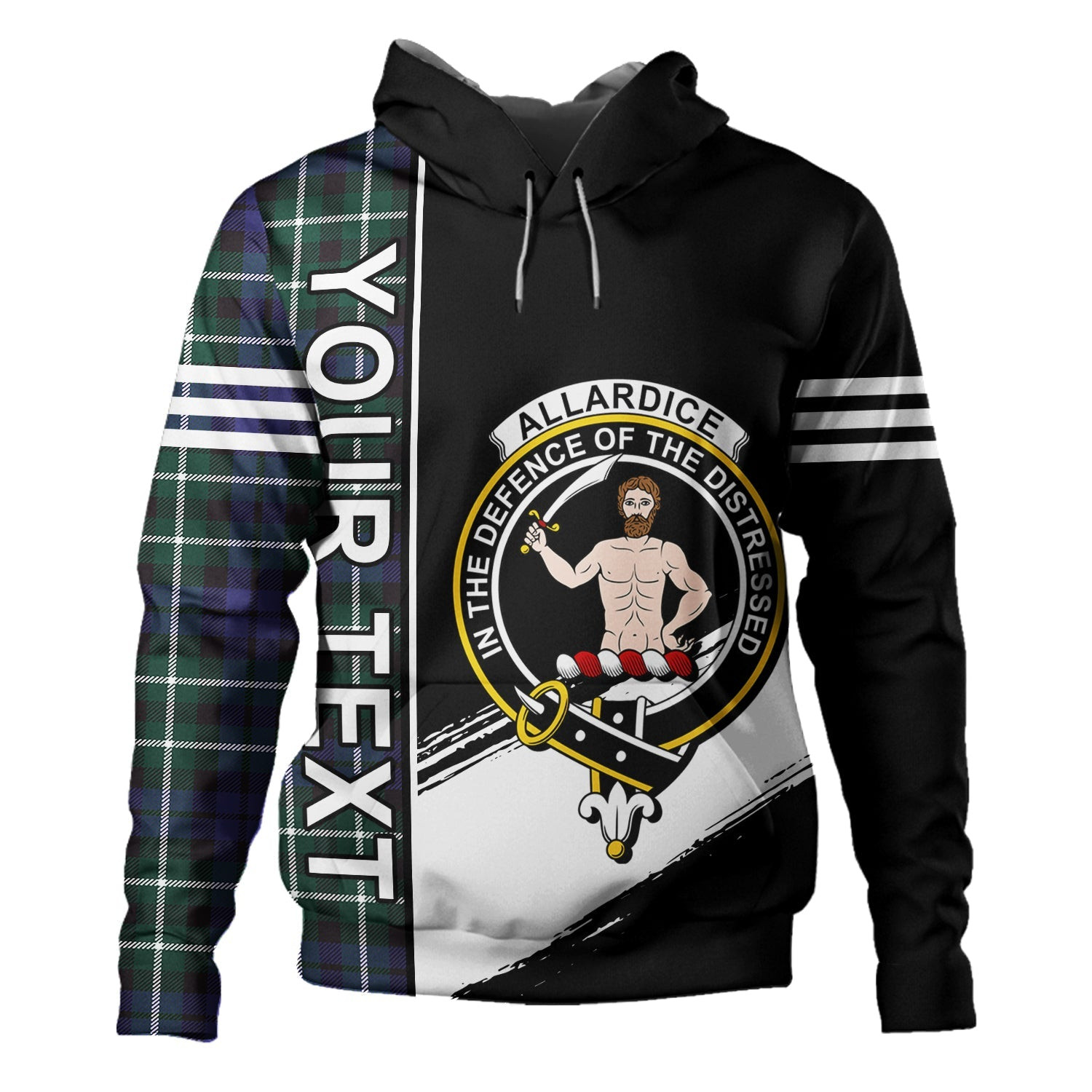 ScotsTee Shop Scottish Allardice Clan Crest Tartan Hoodie Quarter Personalized