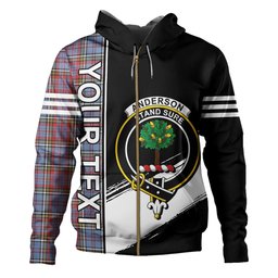 ScotsTee Shop Scottish Anderson Red Weathered Clan Crest Tartan Hoodie Quarter Personalized