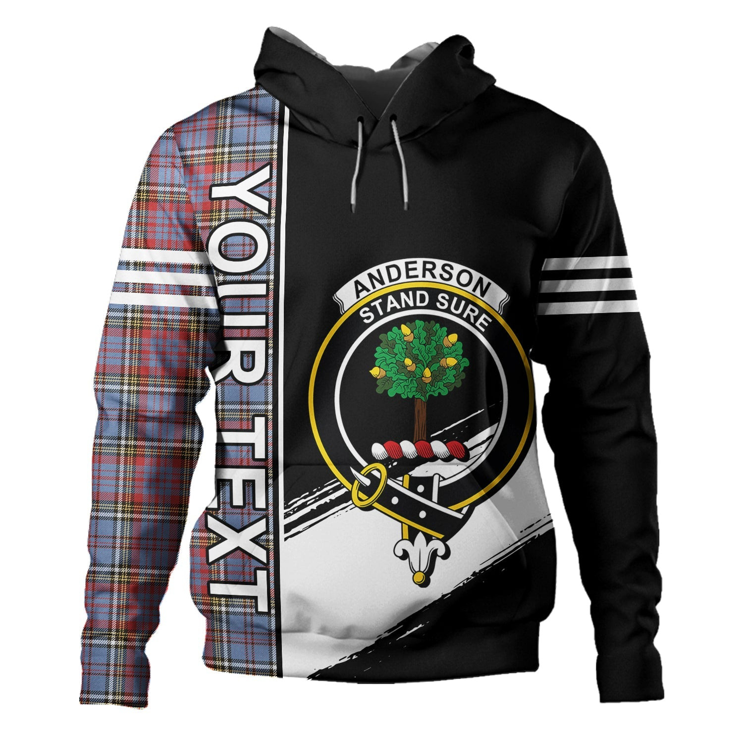 ScotsTee Shop Scottish Anderson Red Weathered Clan Crest Tartan Hoodie Quarter Personalized