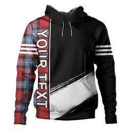ScotsTee Shop Scottish Baillie of Polkemmet Red Weathered Clan Crest Tartan Hoodie Quarter Personalized