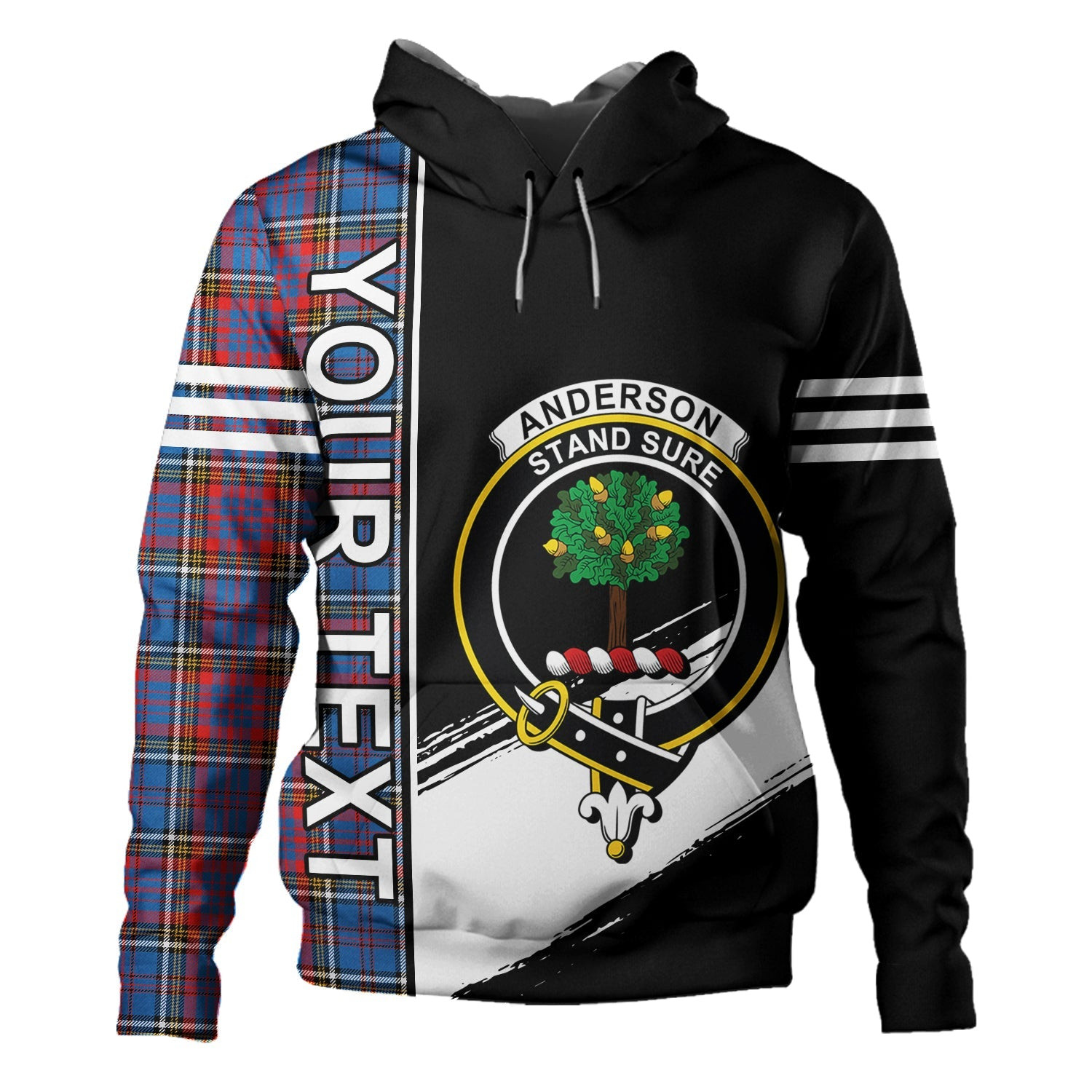 ScotsTee Shop Scottish Anderson Red Clan Crest Tartan Hoodie Quarter Personalized