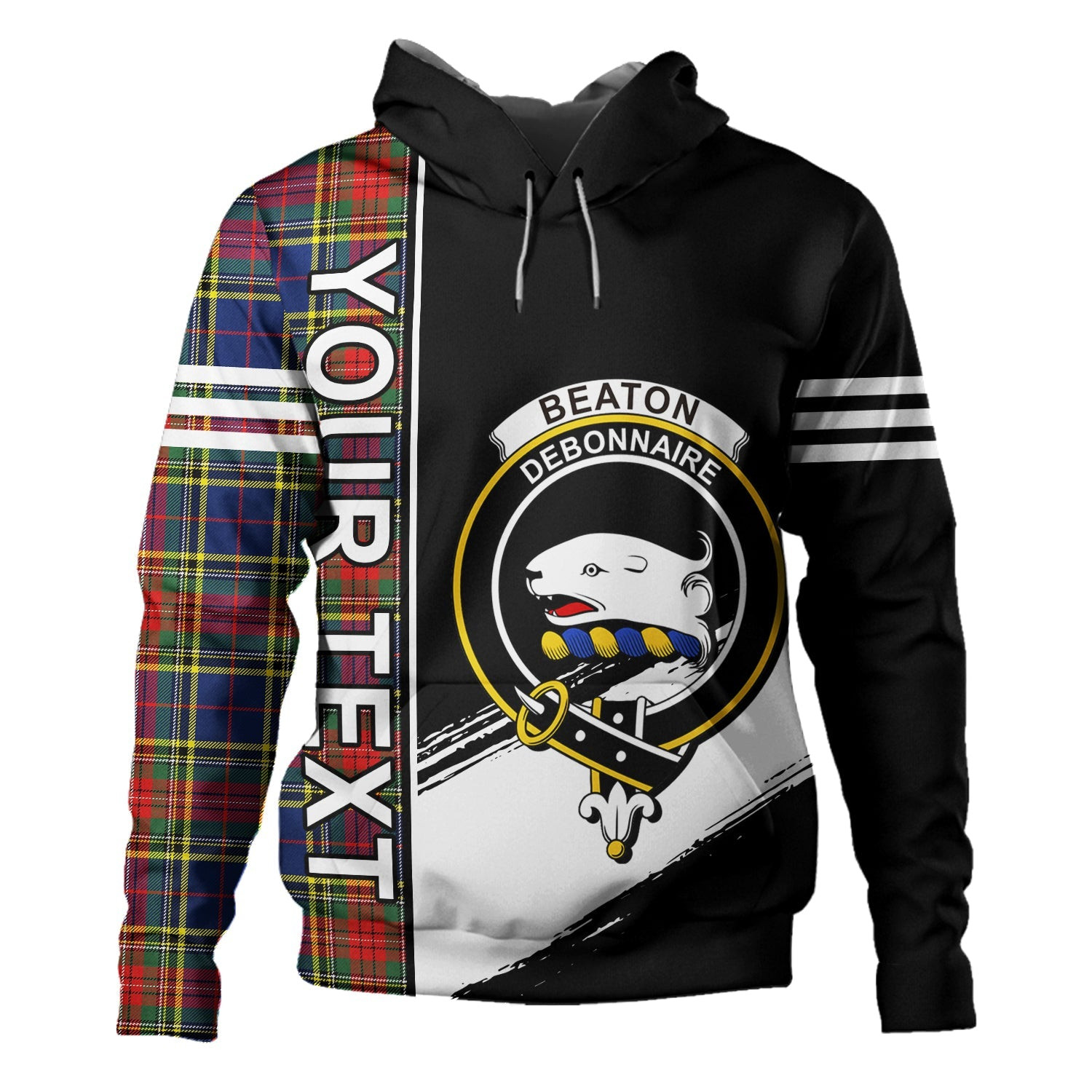 ScotsTee Shop Scottish Beaton Modern Clan Crest Tartan Hoodie Quarter Personalized