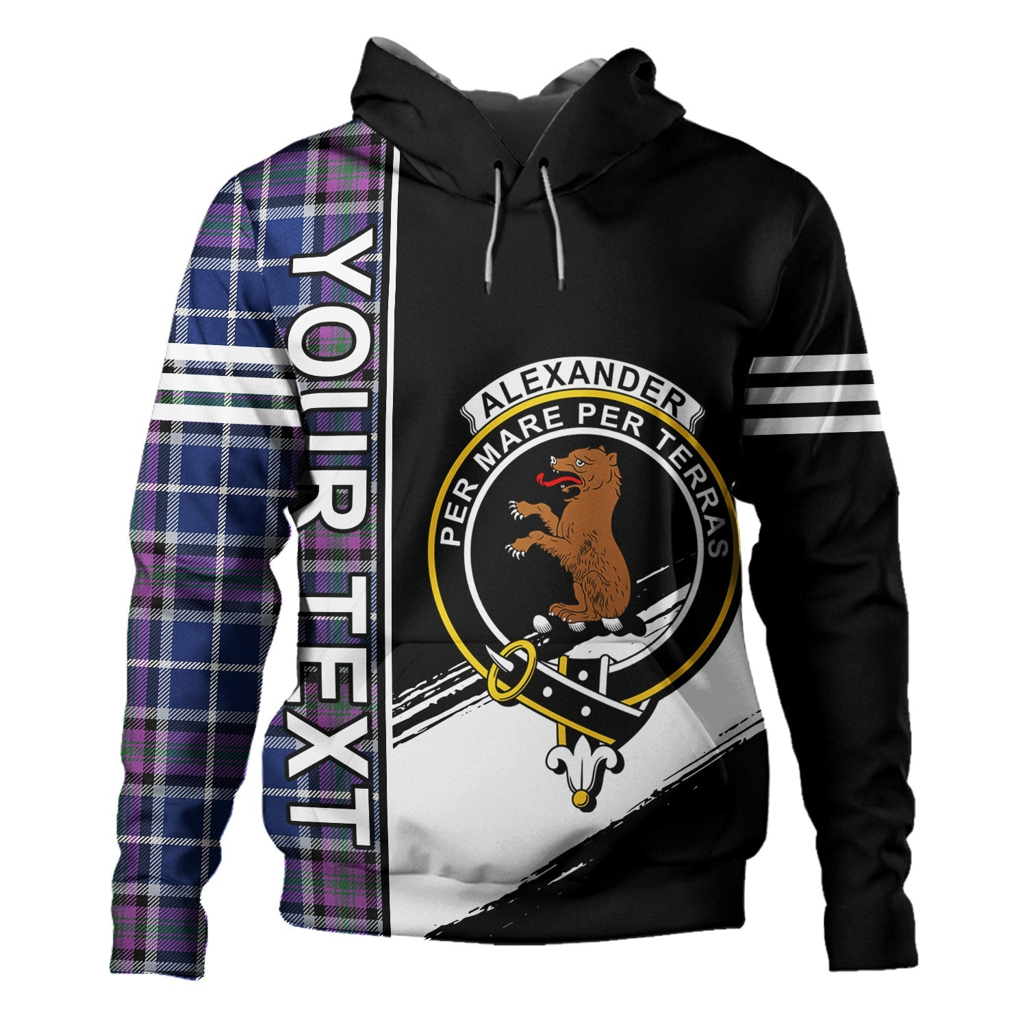 ScotsTee Shop Scottish Alexander of Menstry Modern Clan Crest Tartan Hoodie Quarter Personalized