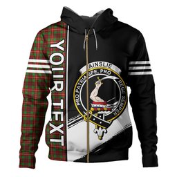 ScotsTee Shop Scottish Ainslie Clan Crest Tartan Hoodie Quarter Personalized