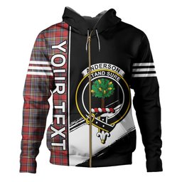 ScotsTee Shop Scottish Anderson of Ardbrake Weathered Clan Crest Tartan Hoodie Quarter Personalized