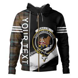 ScotsTee Shop Scottish Baillie Weathered Clan Crest Tartan Hoodie Quarter Personalized