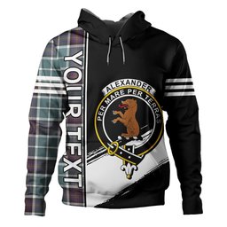 ScotsTee Shop Scottish Alexander of Menstry Weathered Clan Crest Tartan Hoodie Quarter Personalized
