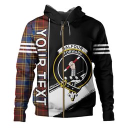 ScotsTee Shop Scottish Balfour Modern Clan Crest Tartan Hoodie Quarter Personalized