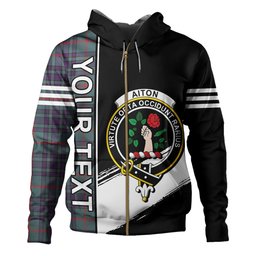ScotsTee Shop Scottish Aiton Weathered Clan Crest Tartan Hoodie Quarter Personalized