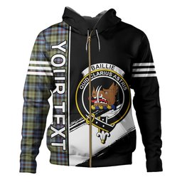 ScotsTee Shop Scottish Baillie of Lamington Weathered Clan Crest Tartan Hoodie Quarter Personalized