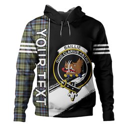ScotsTee Shop Scottish Baillie of Lamington Weathered Clan Crest Tartan Hoodie Quarter Personalized