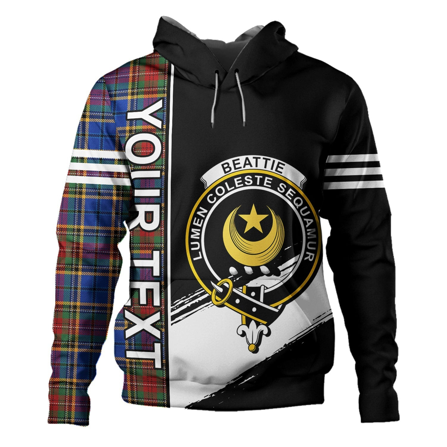 ScotsTee Shop Scottish Beattie Modern Clan Crest Tartan Hoodie Quarter Personalized