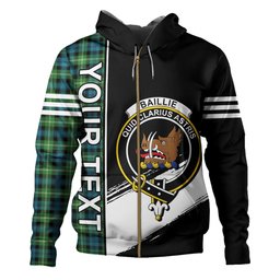 ScotsTee Shop Scottish Baillie of Polkemmet Ancient Clan Crest Tartan Hoodie Quarter Personalized