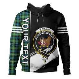ScotsTee Shop Scottish Baillie of Polkemmet Ancient Clan Crest Tartan Hoodie Quarter Personalized