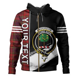 ScotsTee Shop Scottish Anderson of Kinneddar Red Modern Clan Crest Tartan Hoodie Quarter Personalized