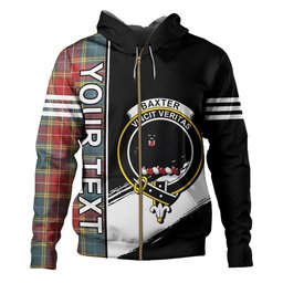 ScotsTee Shop Scottish Baxter of Balgavies Weathered Clan Crest Tartan Hoodie Quarter Personalized